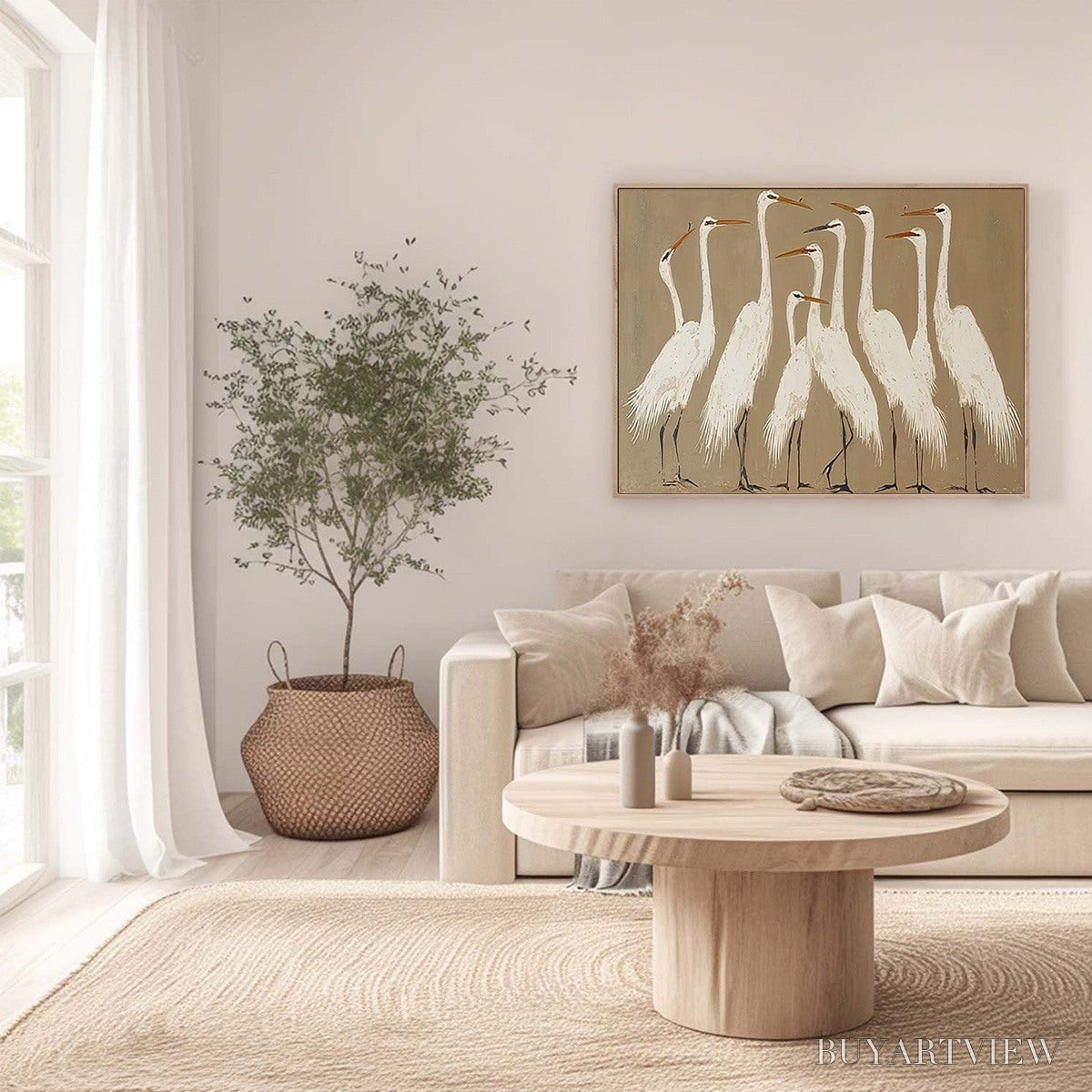 ARTOVITAS the Gathering – Elegant White Egret Flock Animal Oil Painting - image 4