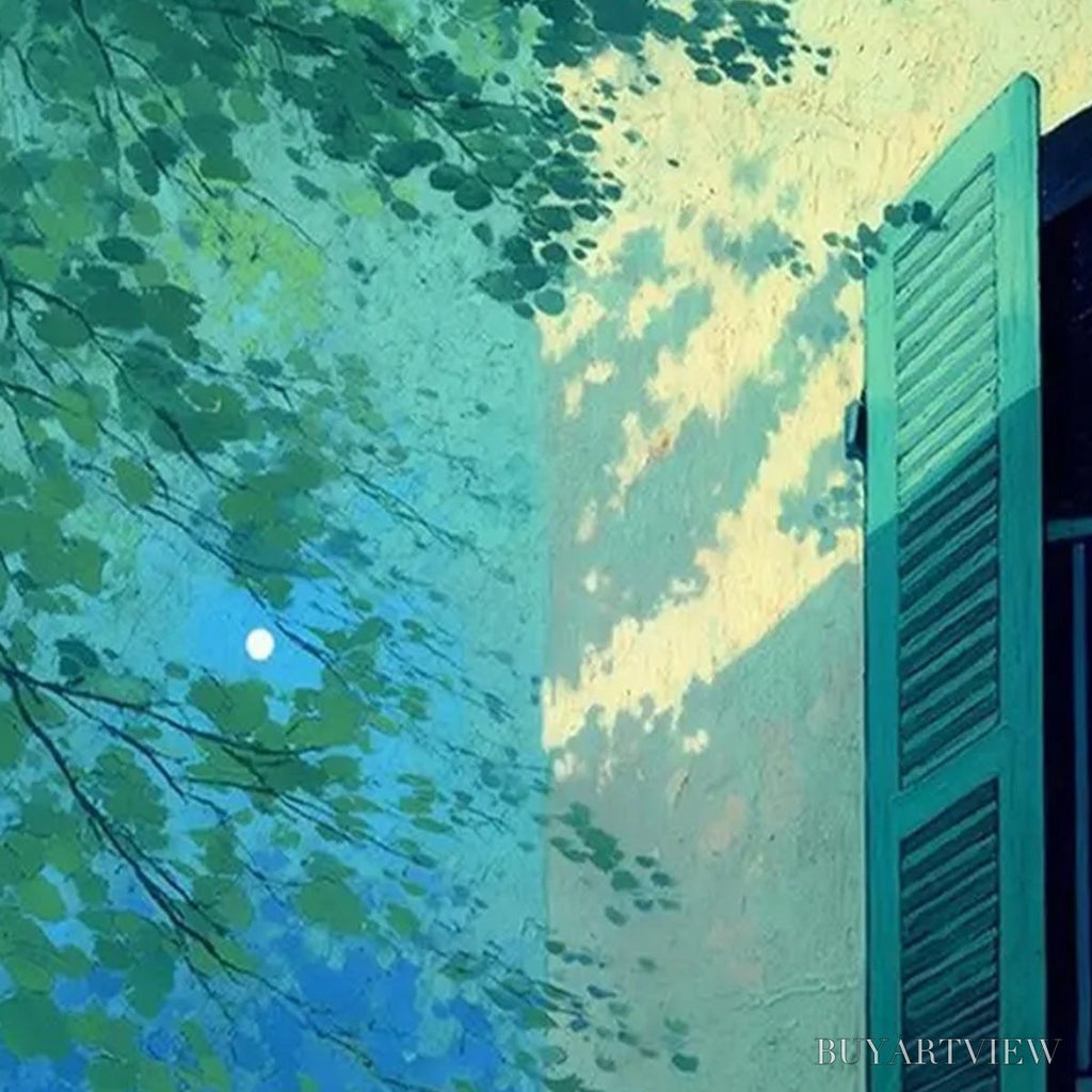 ARTOVITAS Twilight Perch – Minimalist Night Window Cat Oil Painting - image 5