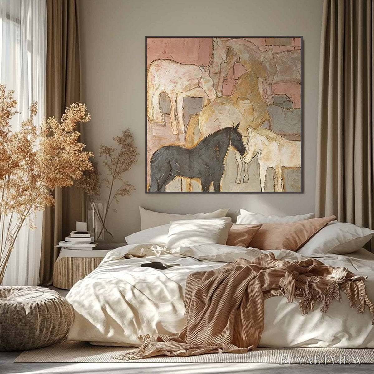 ARTOVITAS Herd Whispers – Figurative Textured Horse Painting - image 4