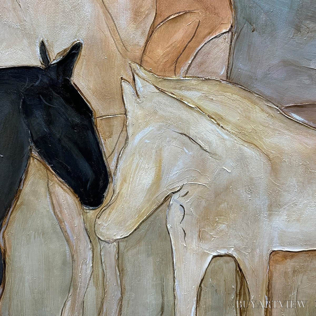 ARTOVITAS Herd Whispers – Figurative Textured Horse Painting - image 6