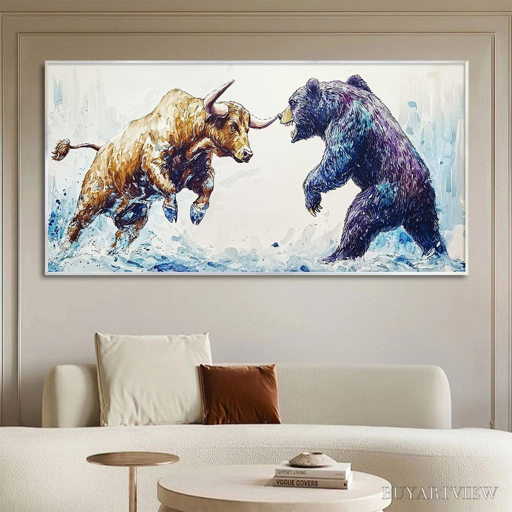 ARTOVITAS Clash of Forces – Panoramic Wildlife Oil Painting - image 2