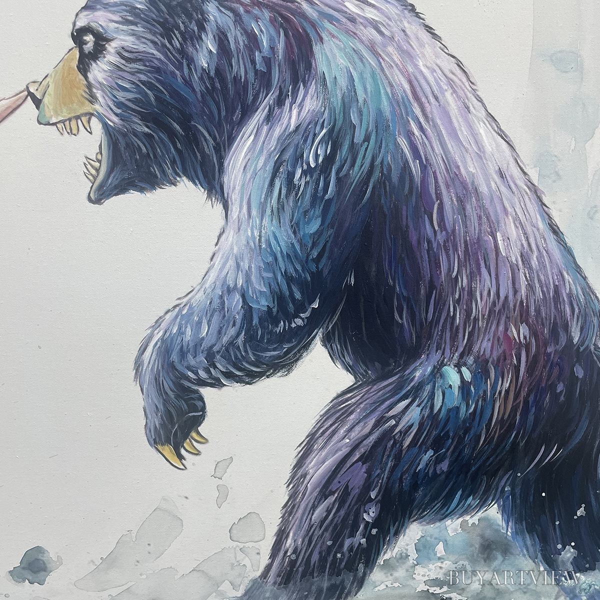 ARTOVITAS Clash of Forces – Panoramic Wildlife Oil Painting - image 3
