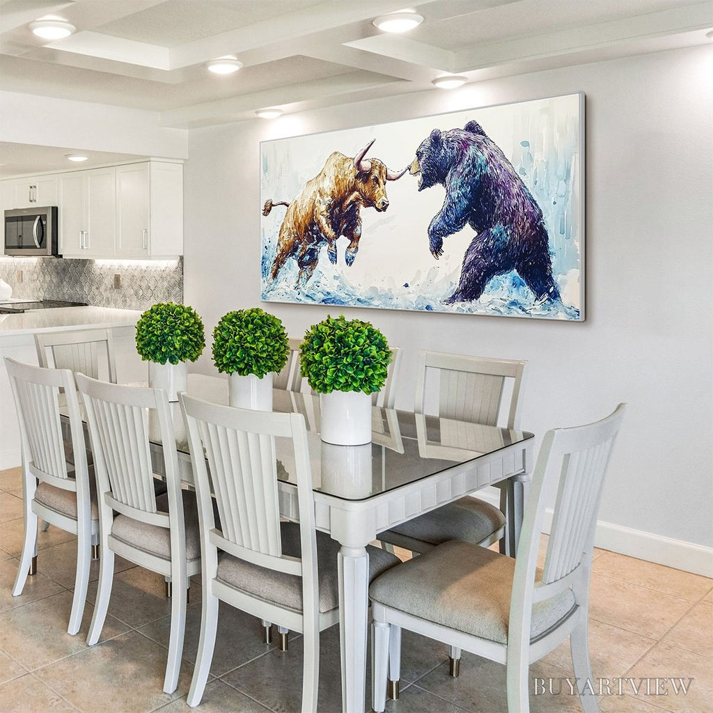 ARTOVITAS Clash of Forces – Panoramic Wildlife Oil Painting - image 4