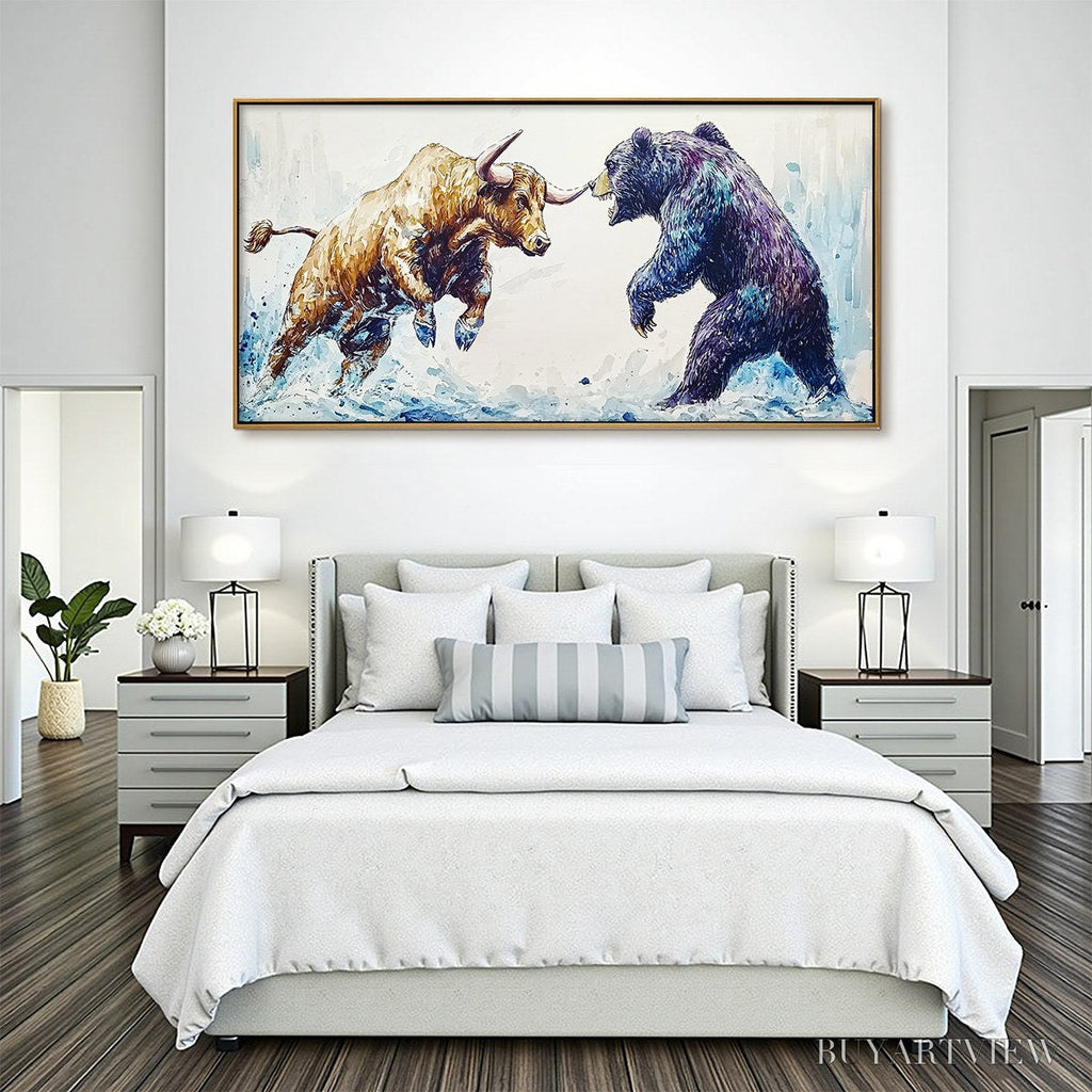 ARTOVITAS Clash of Forces – Panoramic Wildlife Oil Painting - image 5