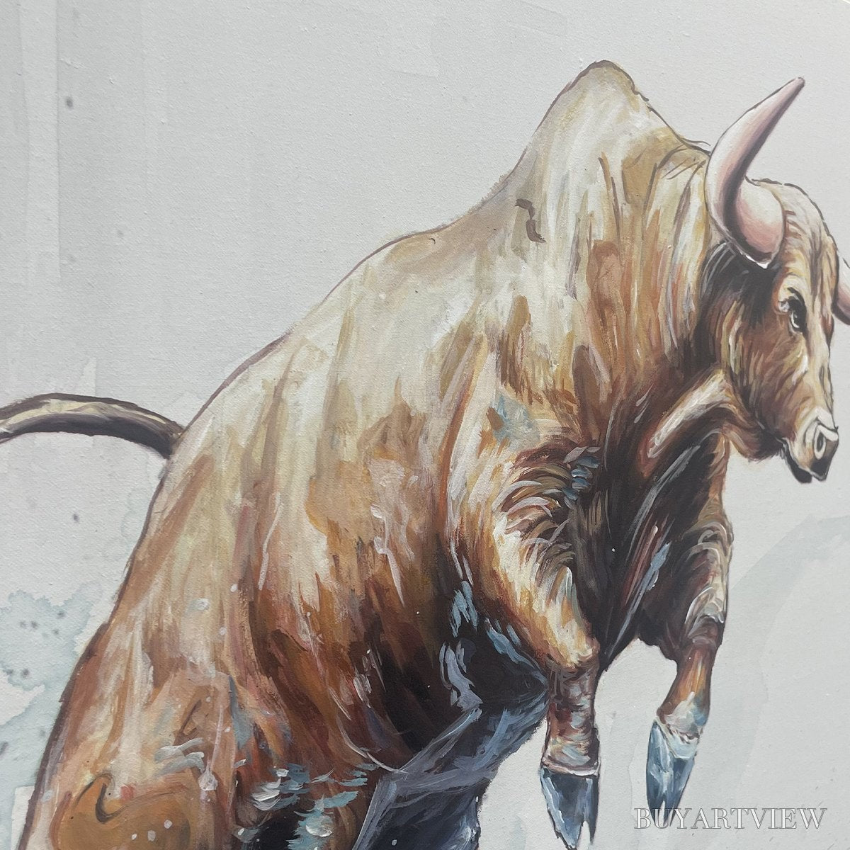 ARTOVITAS Clash of Forces – Panoramic Wildlife Oil Painting - image 6