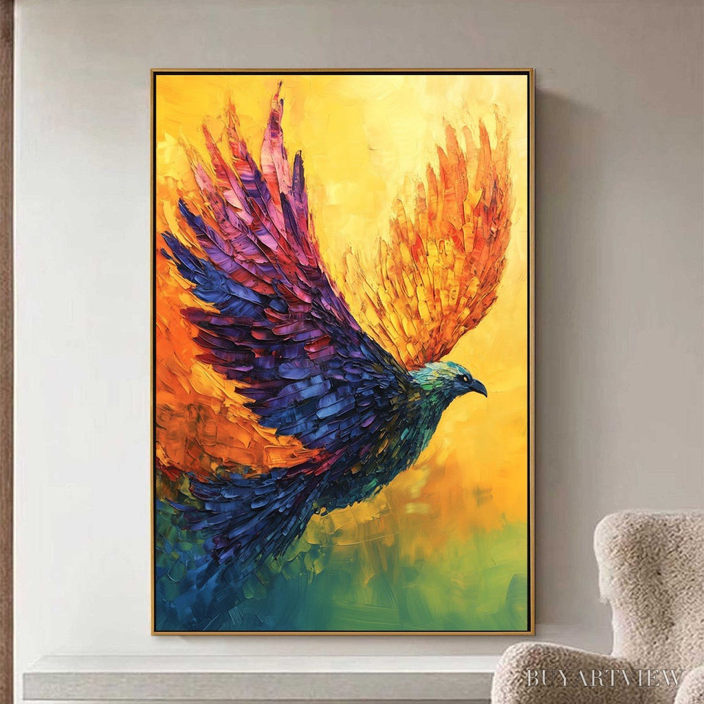 ARTOVITAS Flight of Fancy – Textured Impasto Bird Oil Painting - image 2