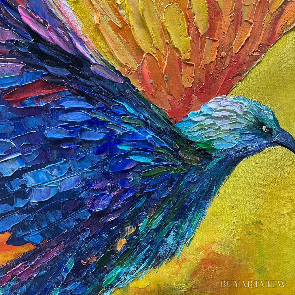 ARTOVITAS Flight of Fancy – Textured Impasto Bird Oil Painting - image 3
