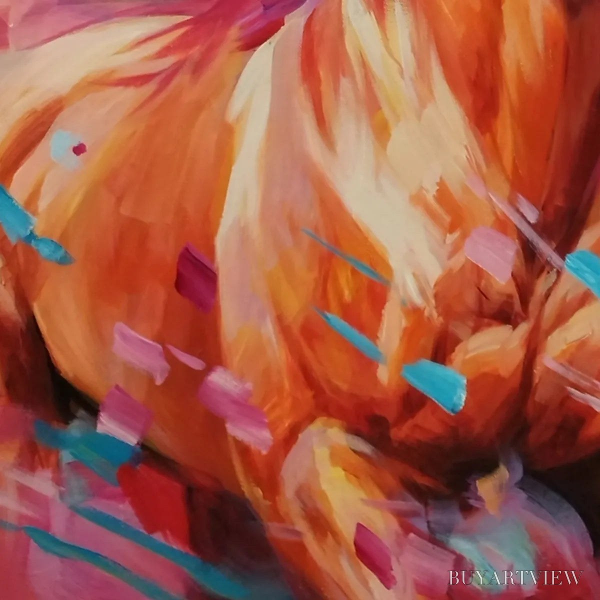ARTOVITAS Pink Fire – Colorful Horse Oil Painting on Canvas - image 3