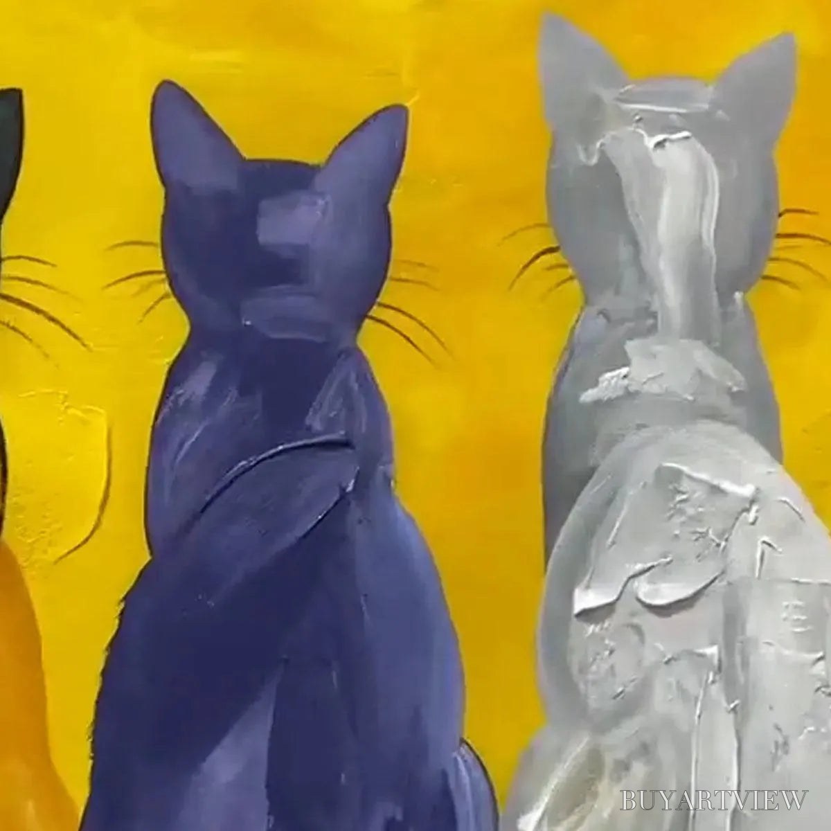 ARTOVITAS Cats in A Row – Whimsical Cat Painting, Textured , Panoramic Canvas, Pet Decor - image 3