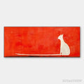 ARTOVITAS Minimalist Cat On Red Panoramic – Cat Painting, Panoramic , Minimalist Decor - image 1