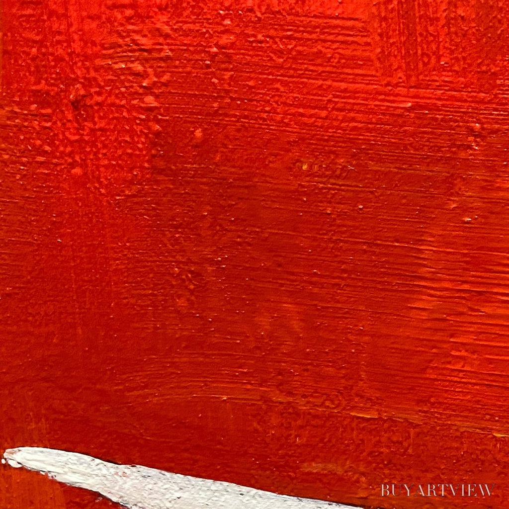 ARTOVITAS Minimalist Cat On Red Panoramic – Cat Painting, Panoramic , Minimalist Decor - image 5