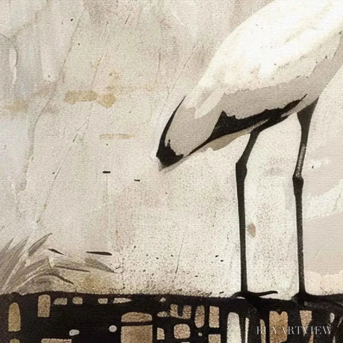 ARTOVITAS White Heron Panoramic – Heron Painting, Panoramic , Bird Art - image 5