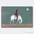 ARTOVITAS Solitary Rider – Minimalist Horse and Rider Painting, Panoramic - image 1