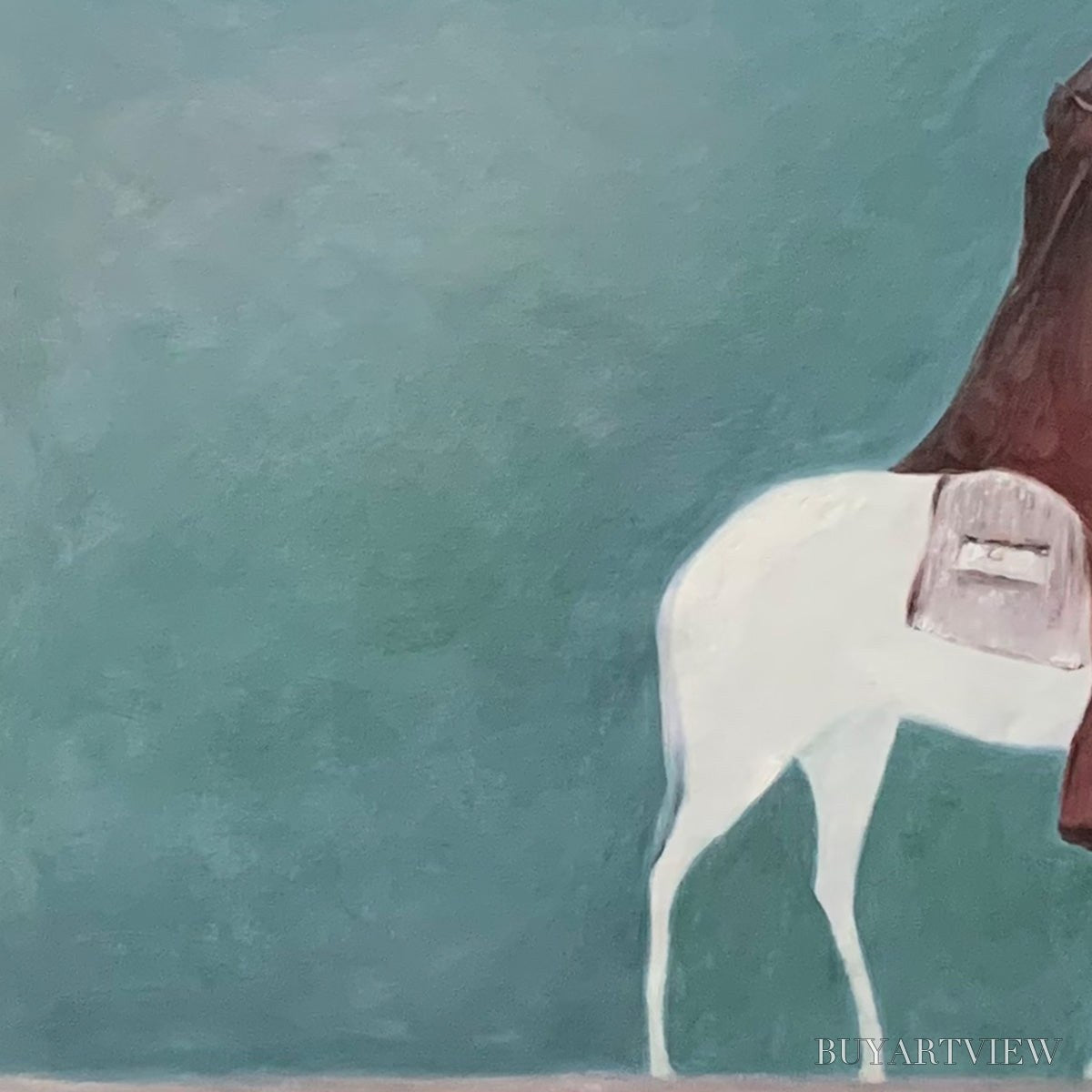ARTOVITAS Solitary Rider – Minimalist Horse and Rider Painting, Panoramic - image 3