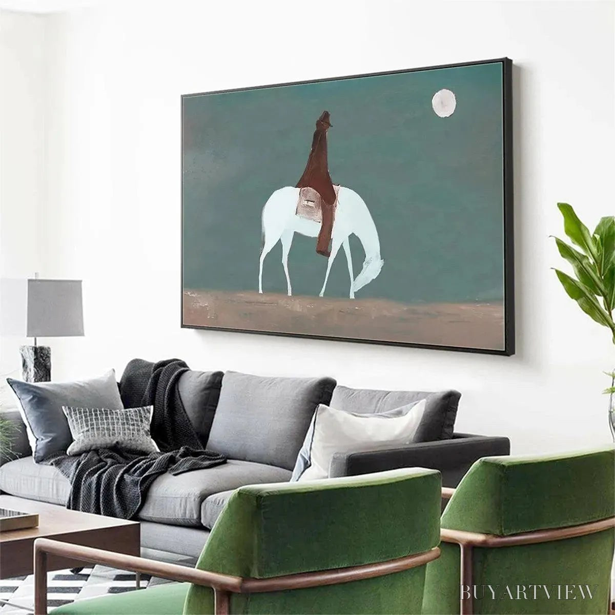 ARTOVITAS Solitary Rider – Minimalist Horse and Rider Painting, Panoramic - image 4