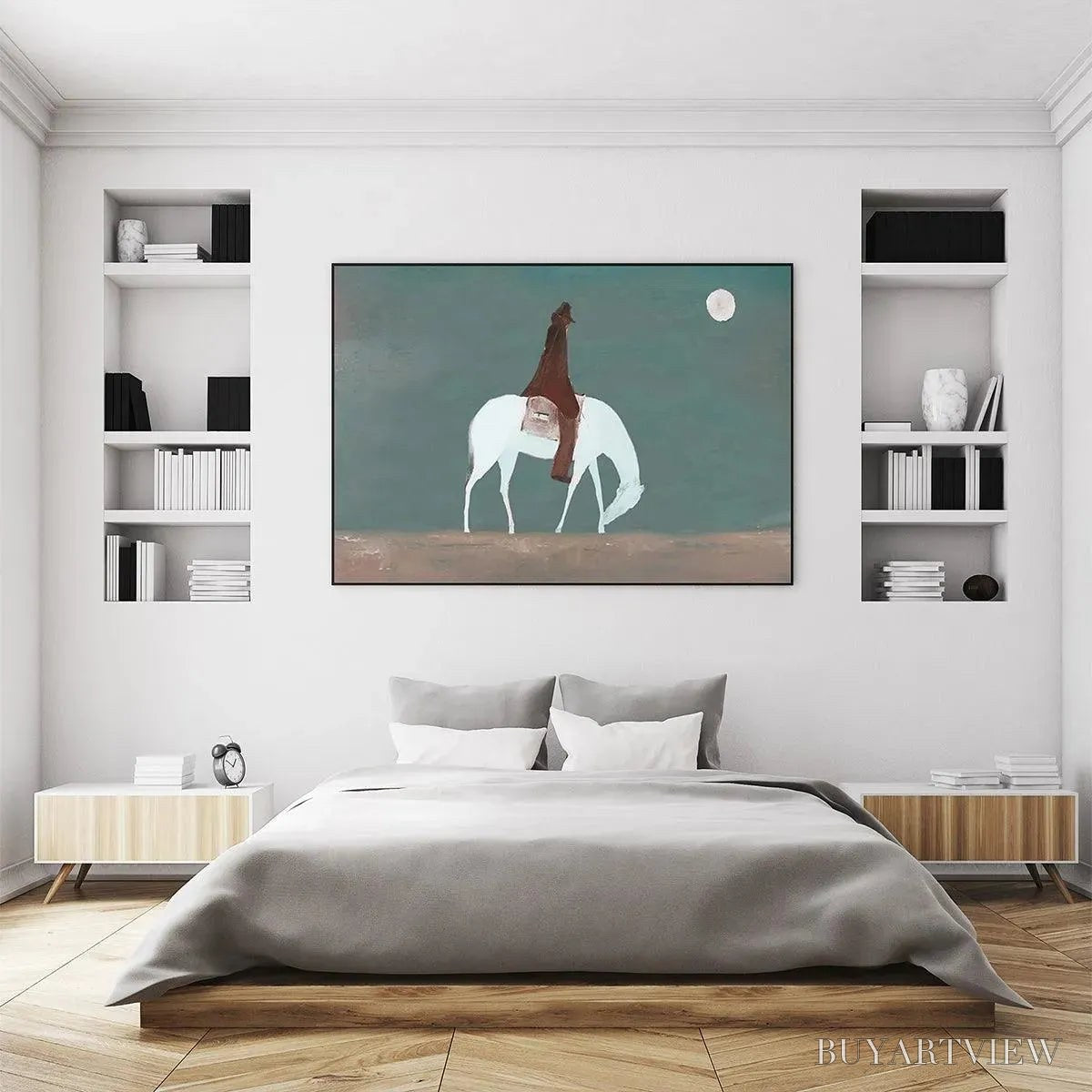 ARTOVITAS Solitary Rider – Minimalist Horse and Rider Painting, Panoramic - image 5