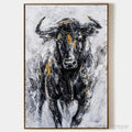 ARTOVITAS Charging Bull – Textured Bull Painting, Vertical - image 1