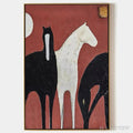ARTOVITAS Three Horses On Red – Minimalist Horse Painting, Vertical - image 1