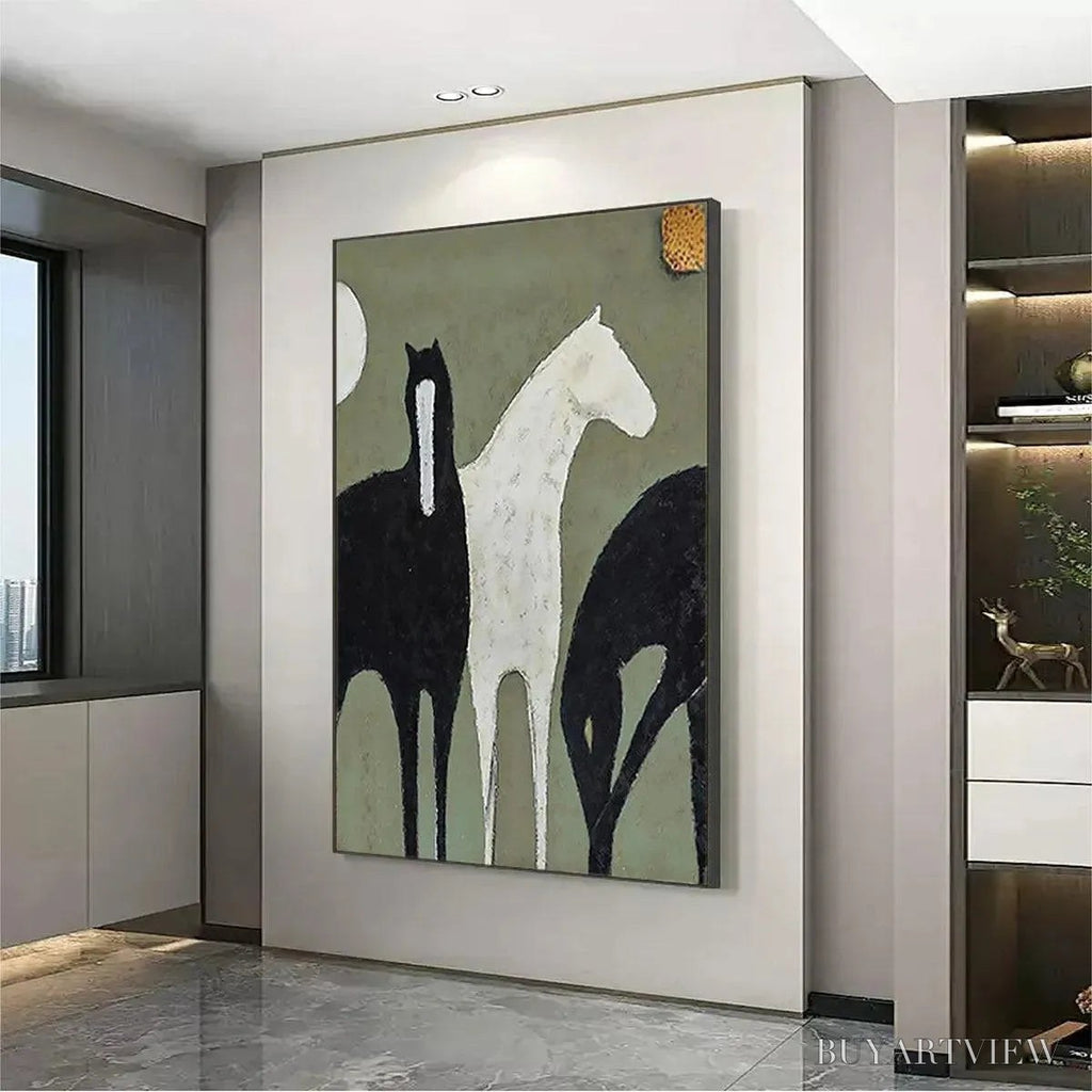 ARTOVITAS Three Horses – Minimalist Horse Painting, Vertical - image 5