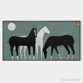 ARTOVITAS Three Horses Under the Moon – Minimalist Horse Painting, Panoramic - image 1
