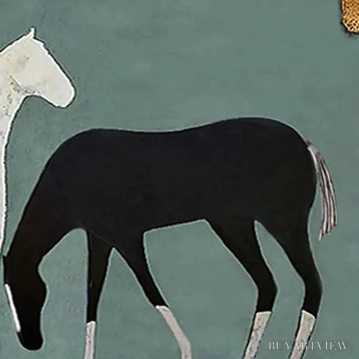 ARTOVITAS Three Horses Under the Moon – Minimalist Horse Painting, Panoramic - image 5