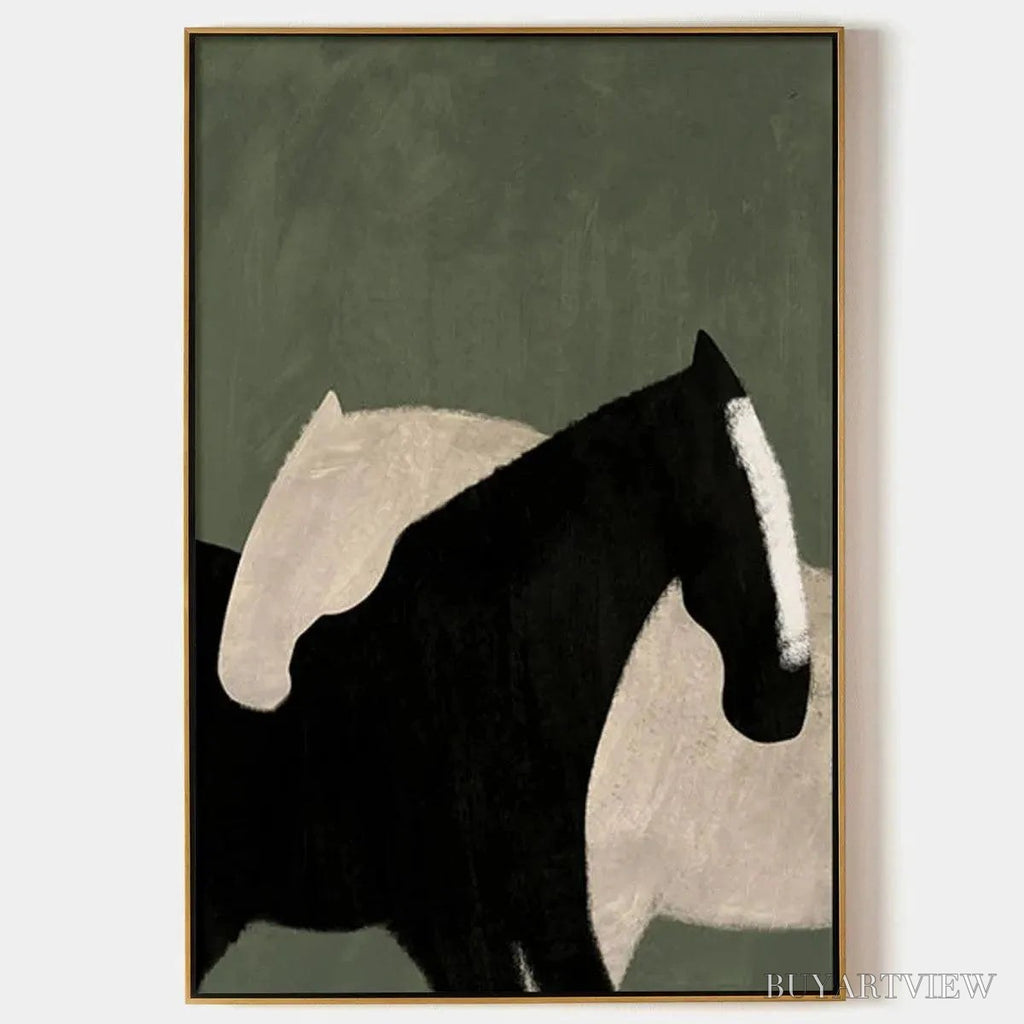 ARTOVITAS Minimalist Horses – Abstract Horse Painting, Vertical - image 1