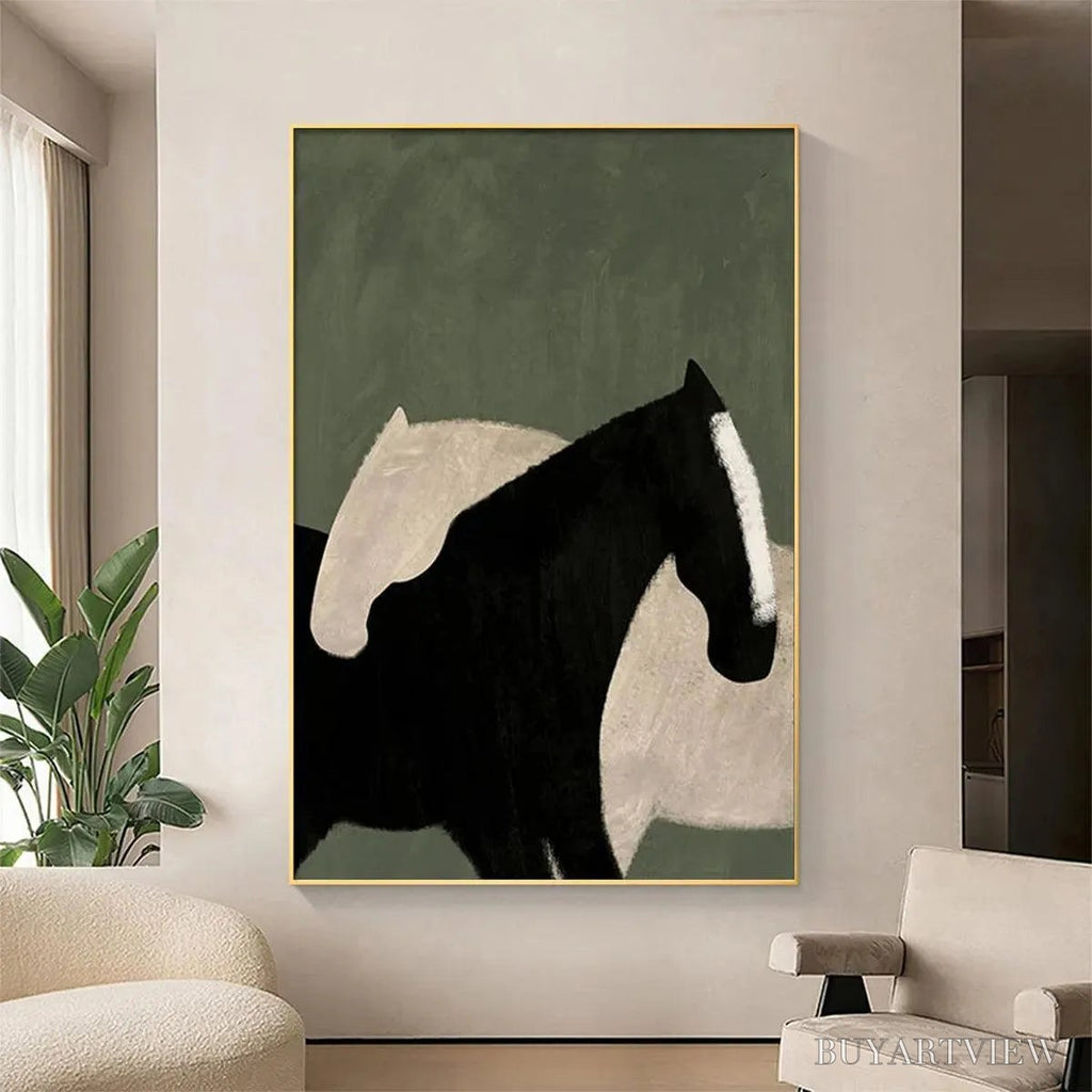 ARTOVITAS Minimalist Horses – Abstract Horse Painting, Vertical - image 2