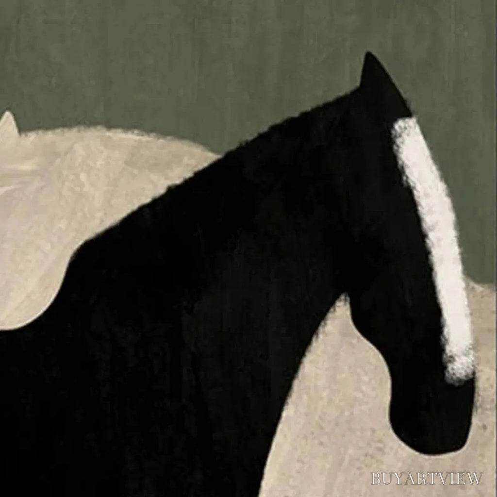ARTOVITAS Minimalist Horses – Abstract Horse Painting, Vertical - image 3