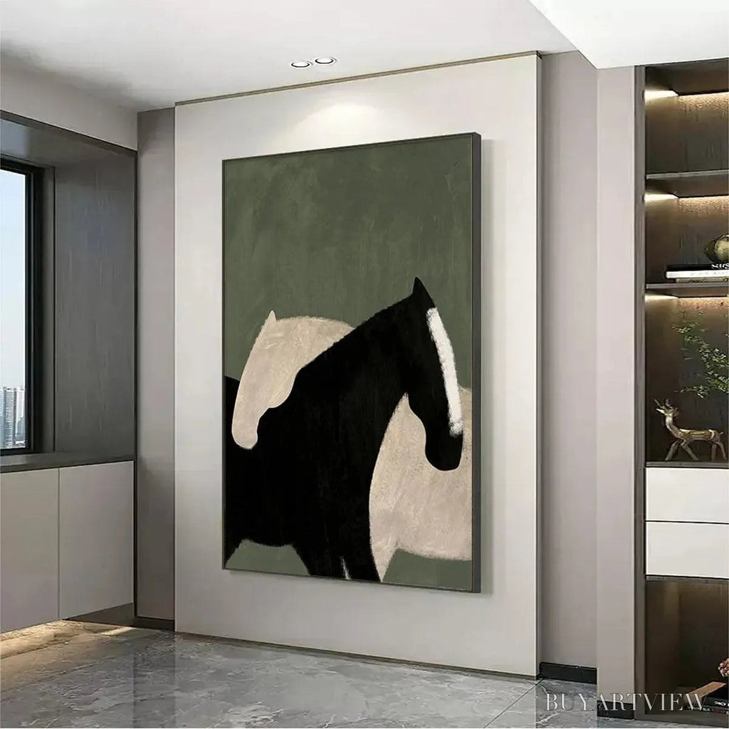 ARTOVITAS Minimalist Horses – Abstract Horse Painting, Vertical - image 4