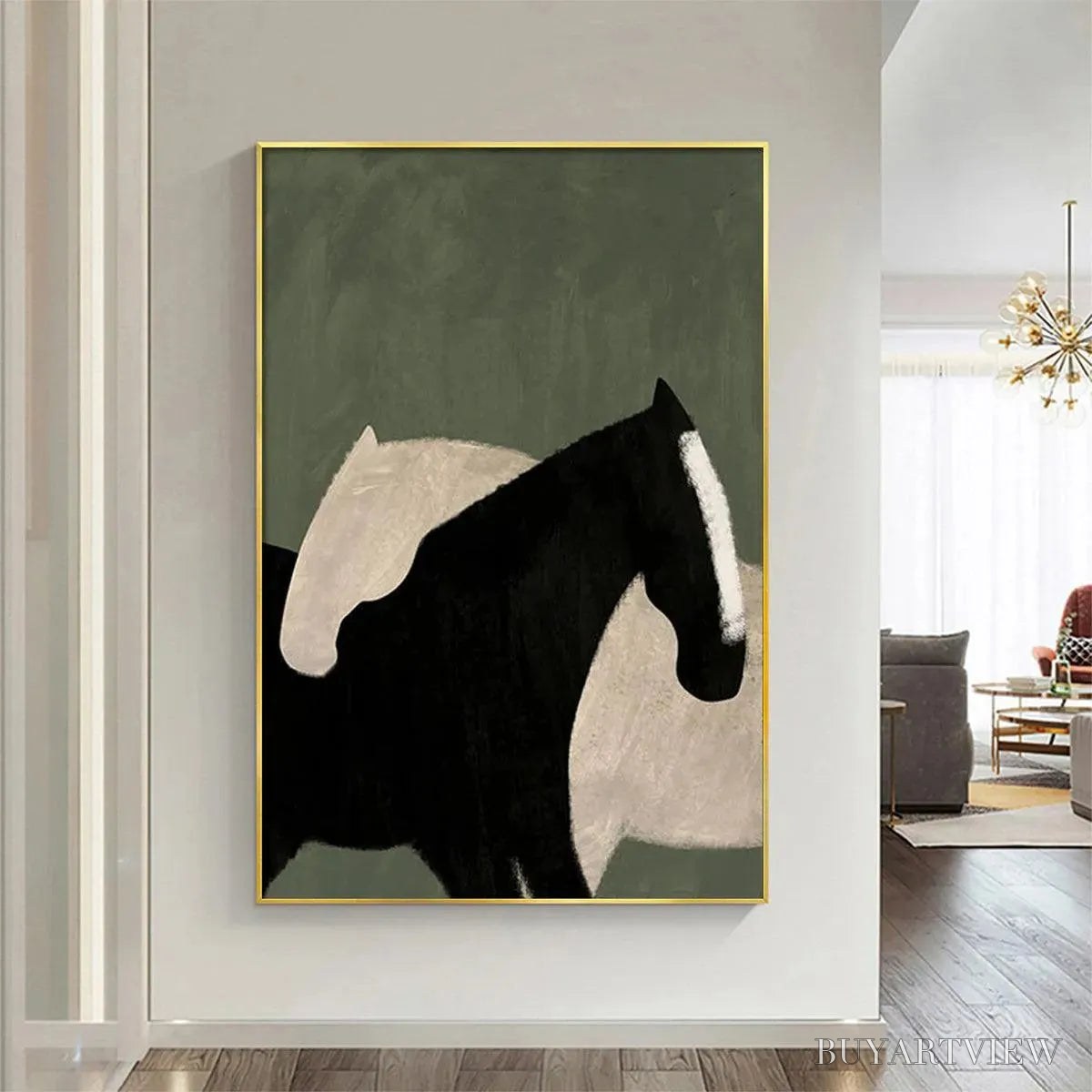 ARTOVITAS Minimalist Horses – Abstract Horse Painting, Vertical - image 5