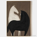 ARTOVITAS Two Horses On Brown – Minimalist Horse Painting, Vertical - image 1