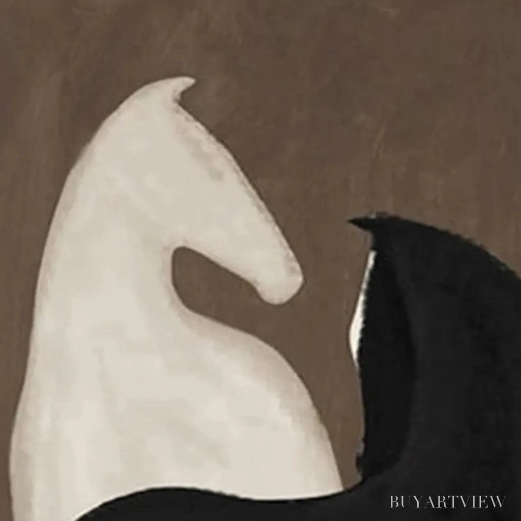ARTOVITAS Two Horses On Brown – Minimalist Horse Painting, Vertical - image 3