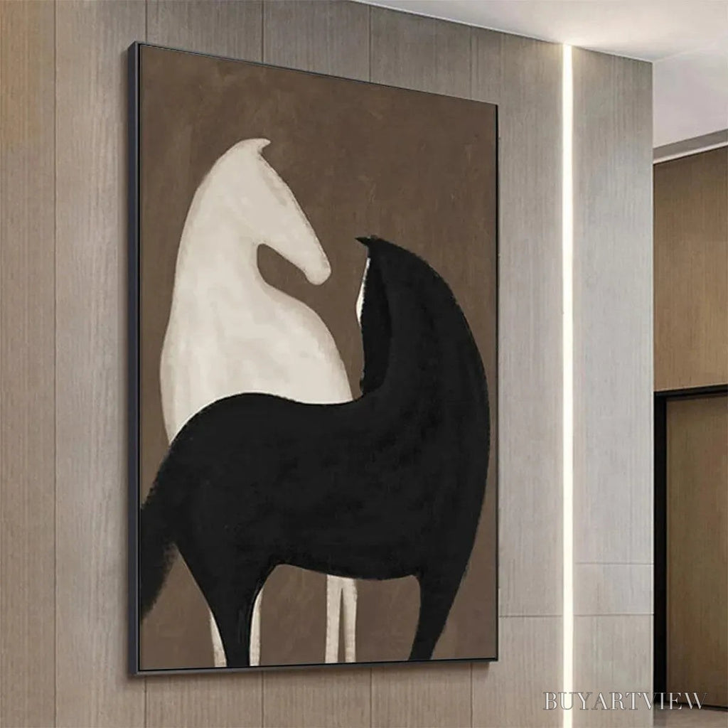 ARTOVITAS Two Horses On Brown – Minimalist Horse Painting, Vertical - image 4