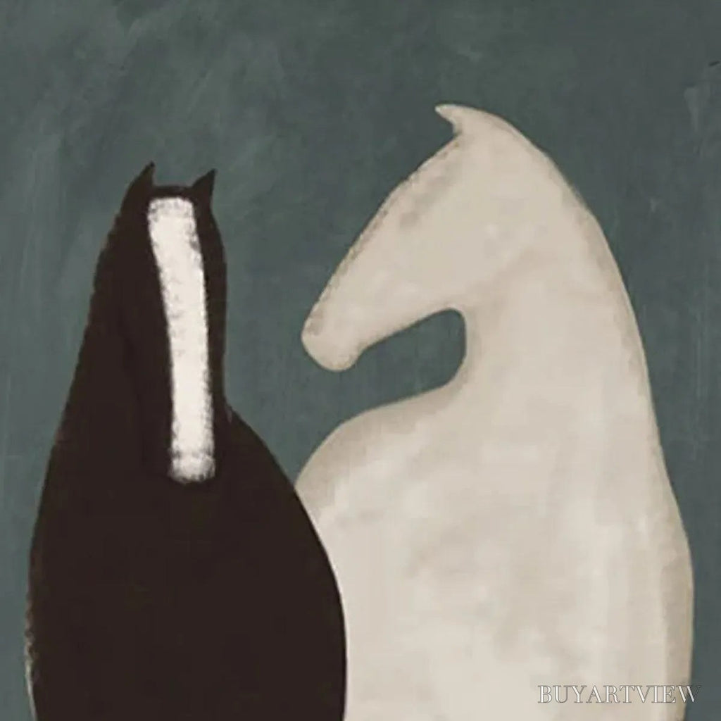 ARTOVITAS Two Horses – Minimalist Horse Painting, Vertical - image 3