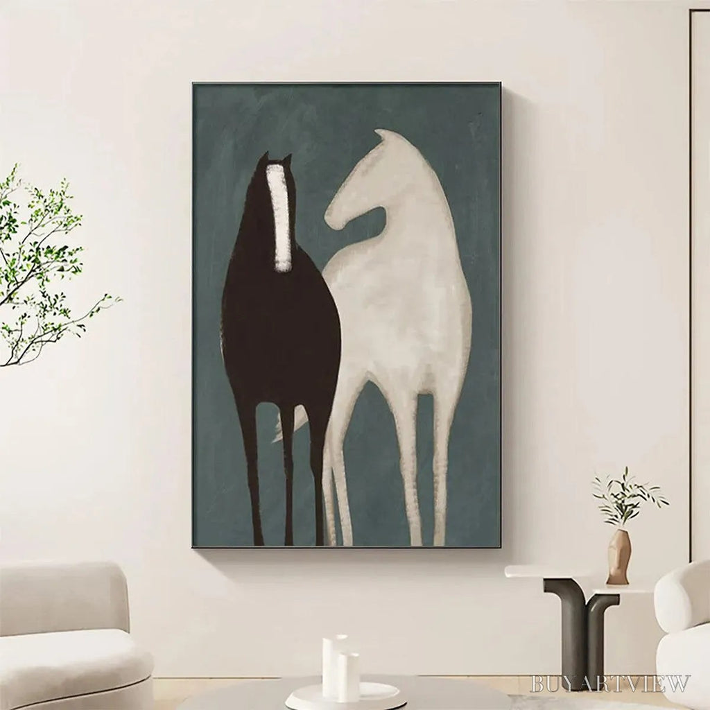 ARTOVITAS Two Horses – Minimalist Horse Painting, Vertical - image 4