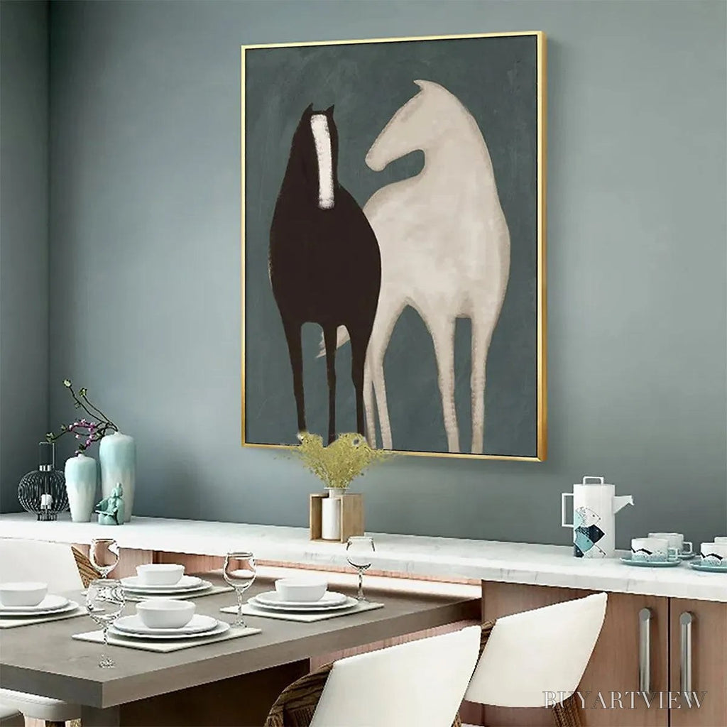 ARTOVITAS Two Horses – Minimalist Horse Painting, Vertical - image 6