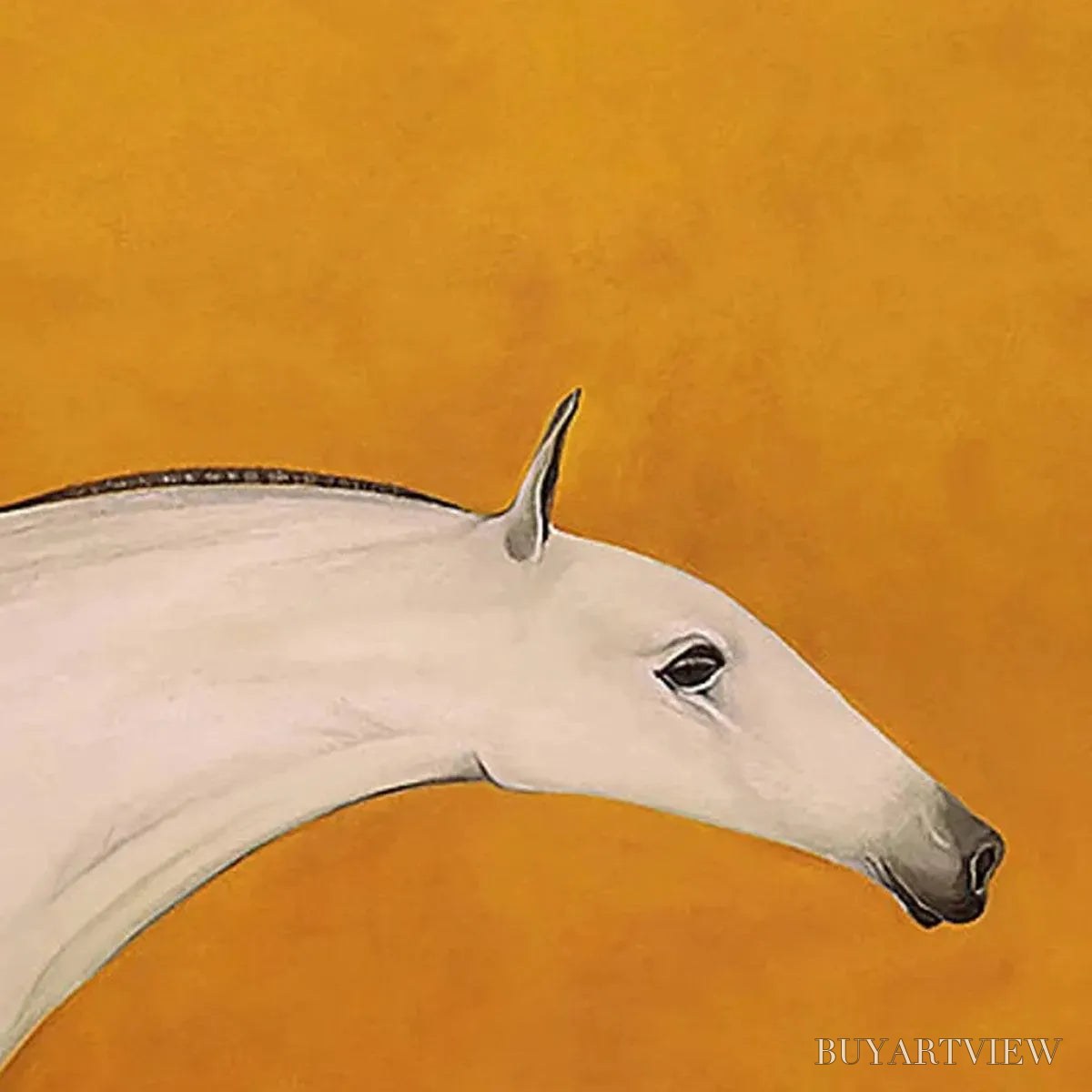 ARTOVITAS White Horse On Yellow – Minimalist Horse Painting, Vertical - image 3