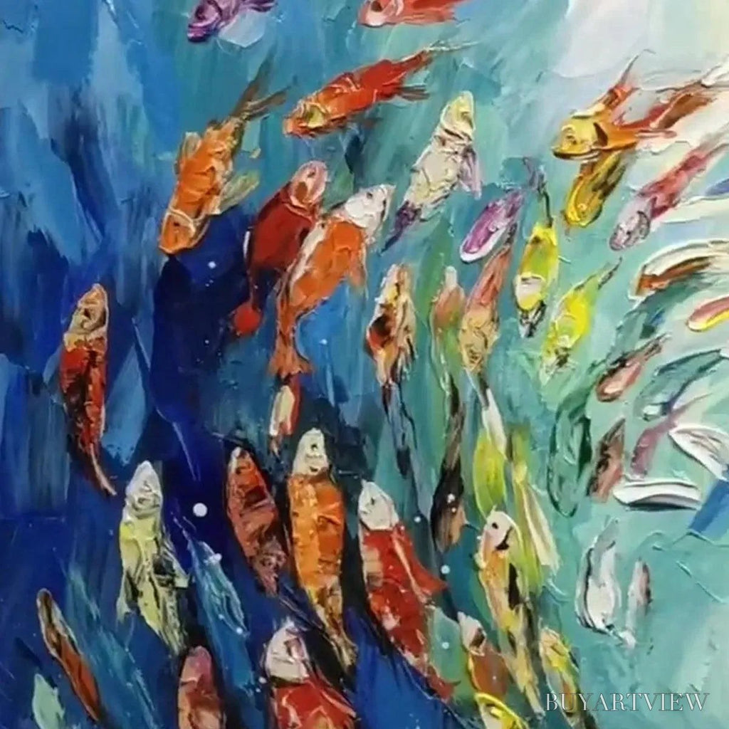 ARTOVITAS Whirlpool of Fish – Colorful School of Fish Painting - image 3