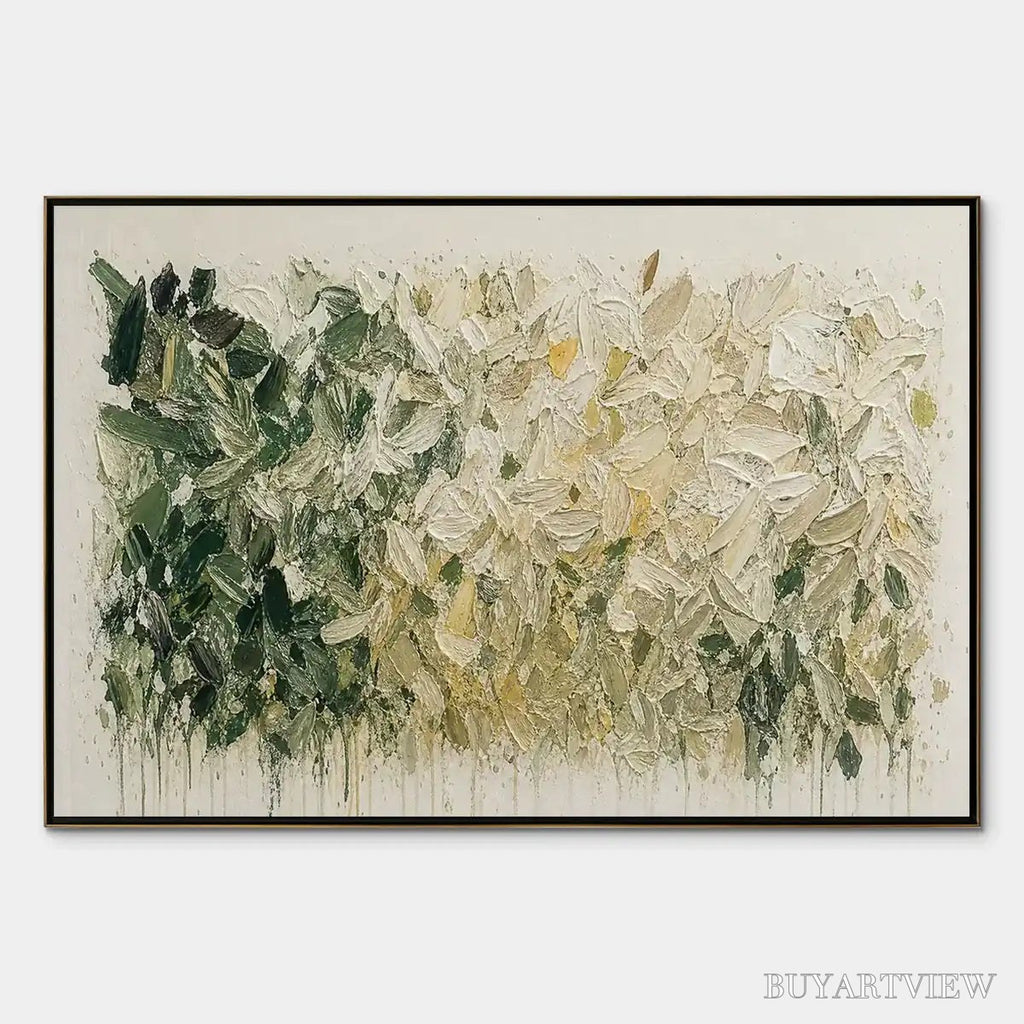 ARTOVITAS White Herbarium – White Botanical Abstract Painting - image 1