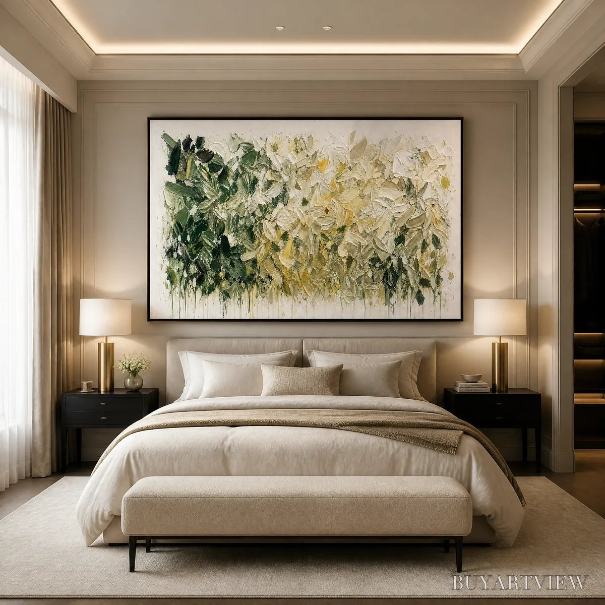 ARTOVITAS White Herbarium – White Botanical Abstract Painting - image 4