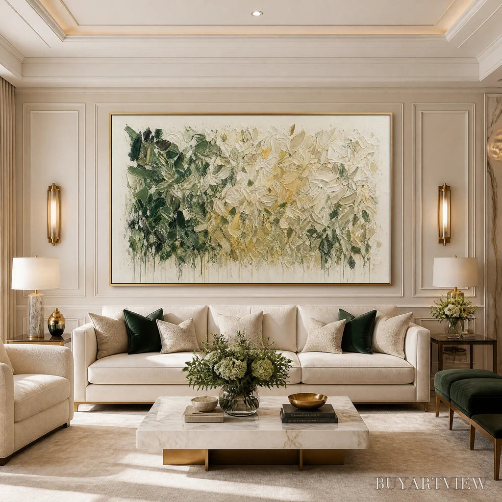 ARTOVITAS White Herbarium – White Botanical Abstract Painting - image 5