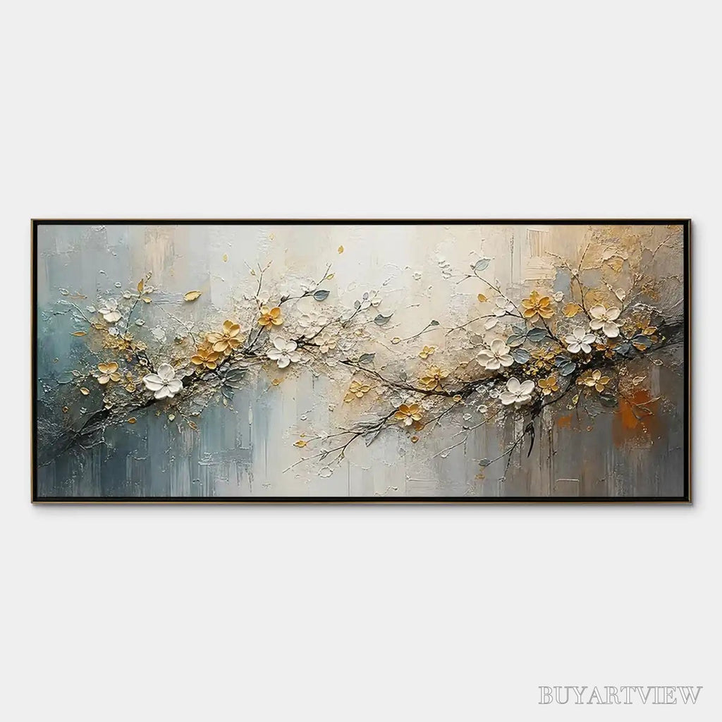 ARTOVITAS Golden Branch – Soft Gold Floral Branch Art - image 1