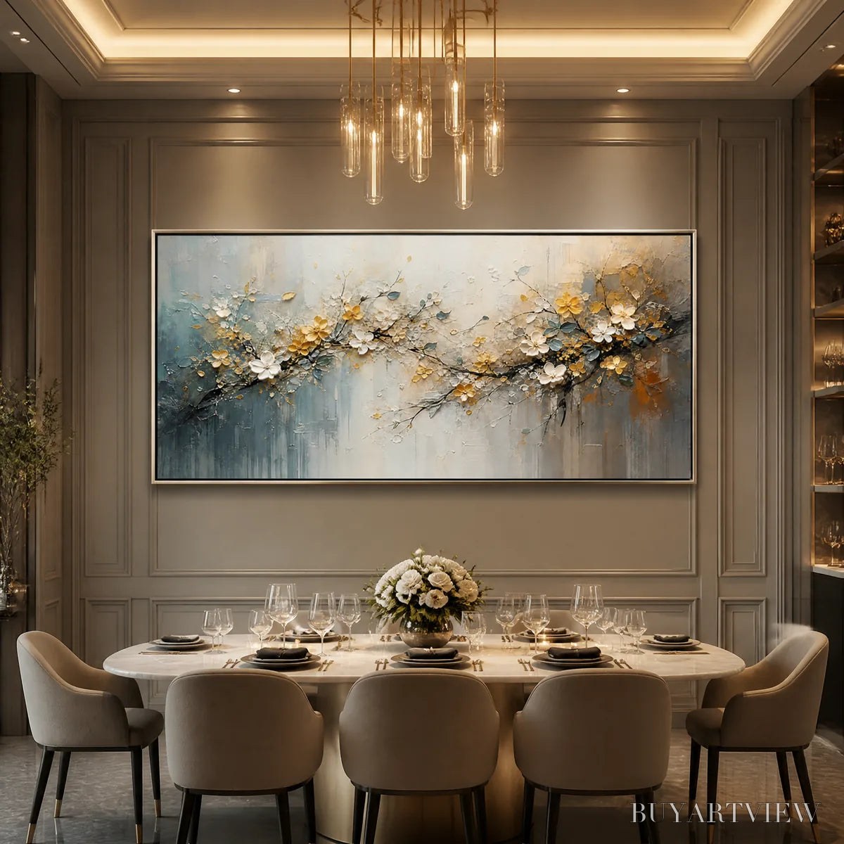 ARTOVITAS Golden Branch – Soft Gold Floral Branch Art - image 2