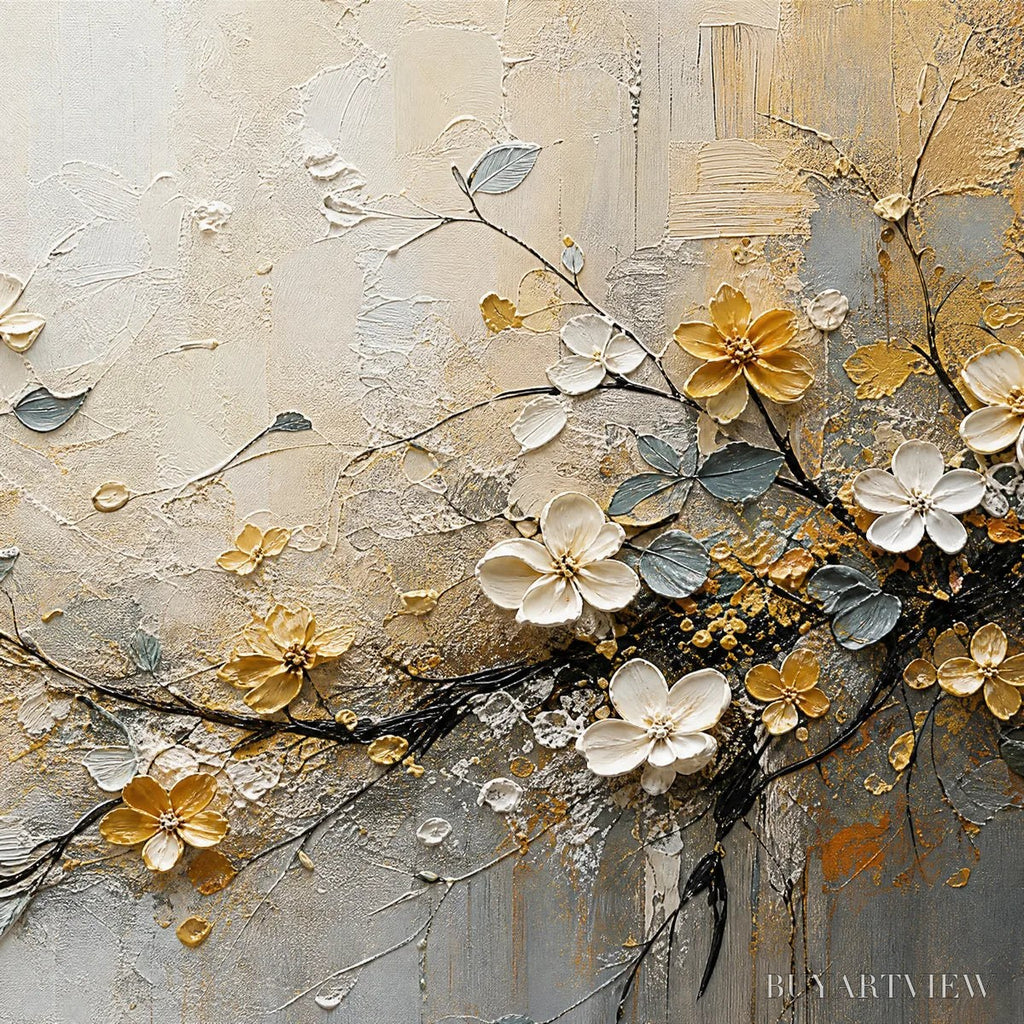 ARTOVITAS Golden Branch – Soft Gold Floral Branch Art - image 3