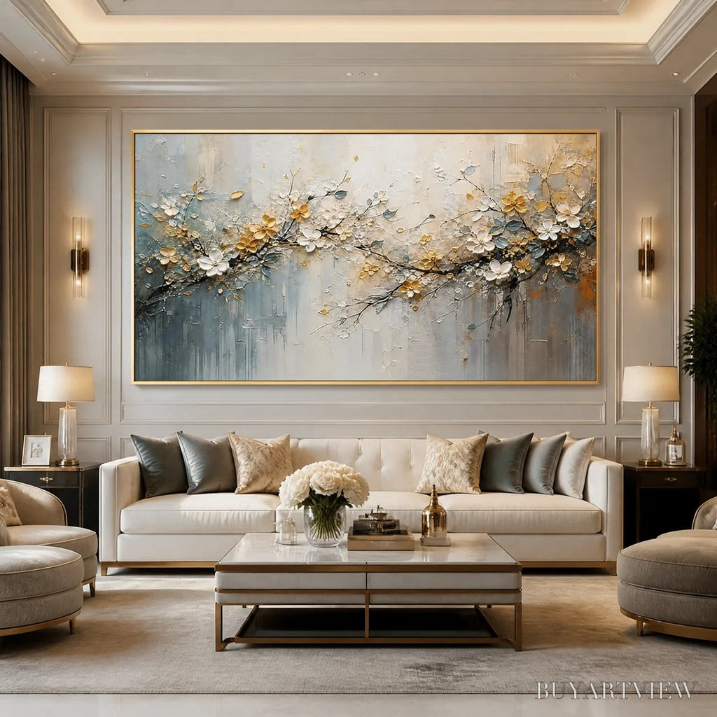ARTOVITAS Golden Branch – Soft Gold Floral Branch Art - image 5