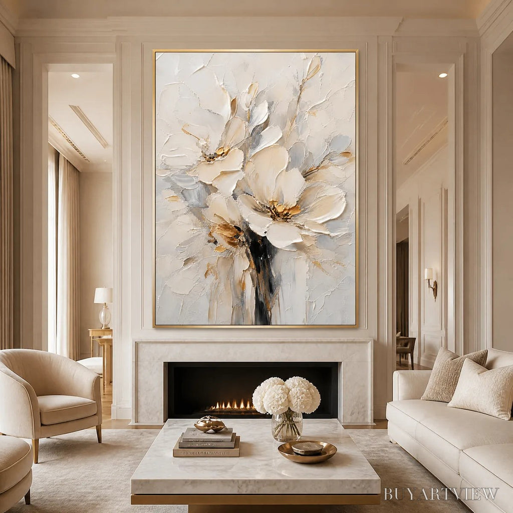 ARTOVITAS White Bloom – White Bloom Flower Painting - image 2