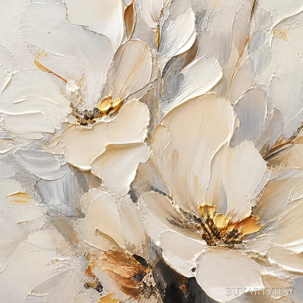 ARTOVITAS White Bloom – White Bloom Flower Painting - image 3