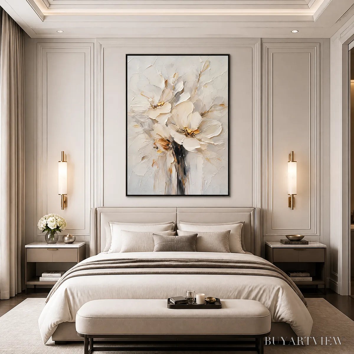 ARTOVITAS White Bloom – White Bloom Flower Painting - image 5