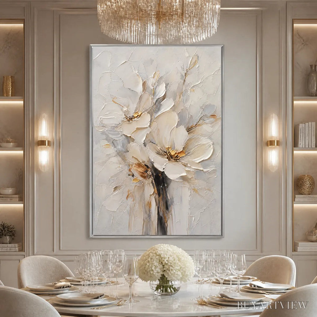 ARTOVITAS White Bloom – White Bloom Flower Painting - image 6
