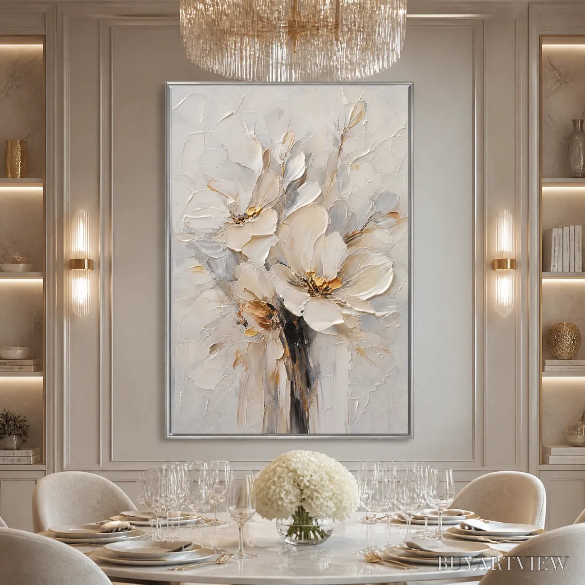 ARTOVITAS White Bloom – White Bloom Flower Painting - image 6